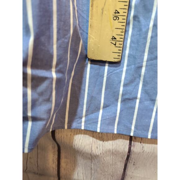 LOFT Shirt Dress Sz 16 Blue White Striped Long Sleeve Wrap Midi V-Neck - Picture 13 of 15